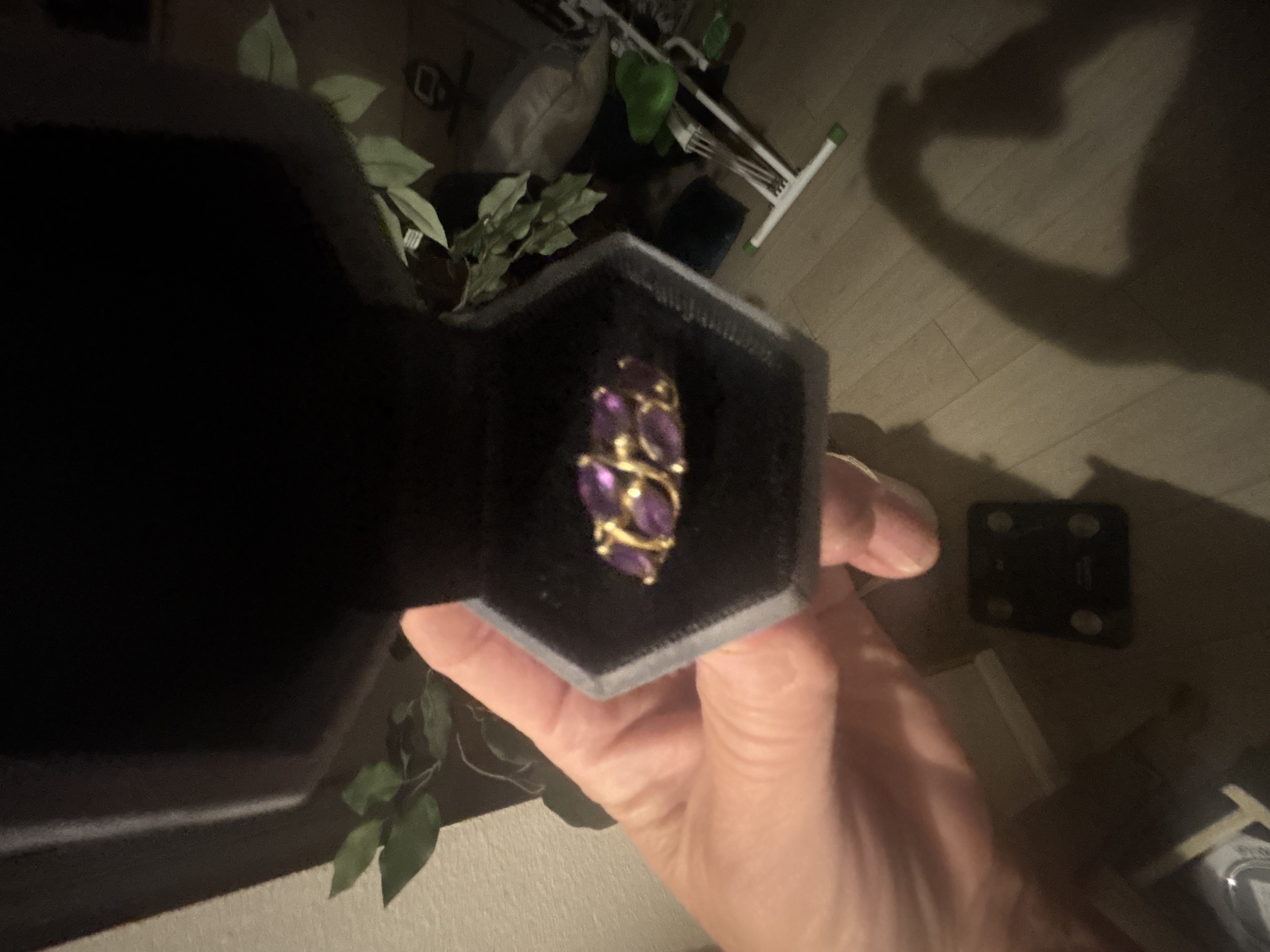 14k amythyst ring size 7-7 1/2, vintage natural stones $500.00 760-264-6582